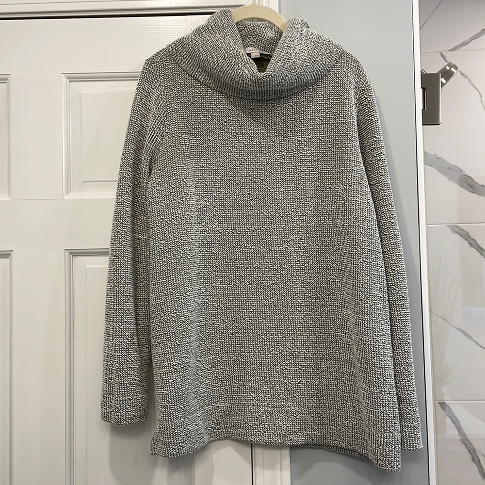 LOFT Green and Gray Turtleneck Knit Sweater